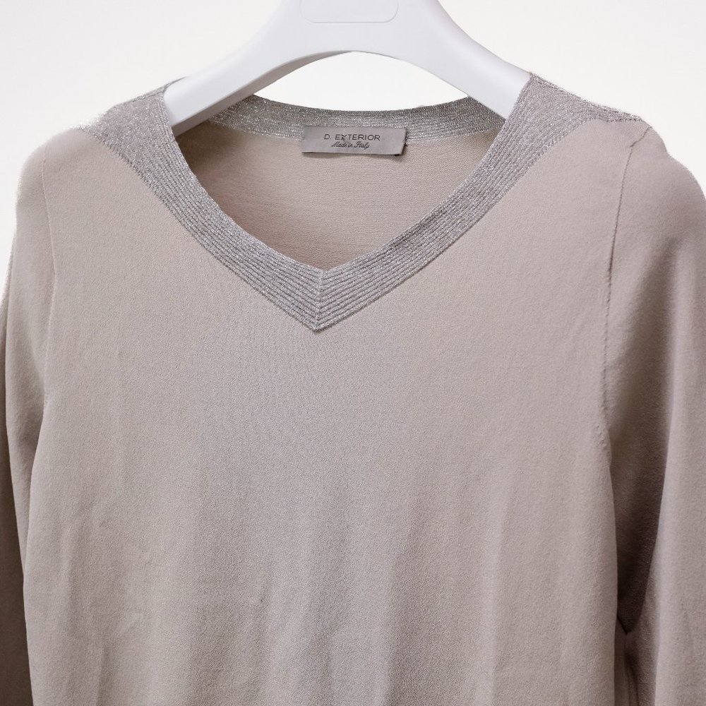 D. Exterior Taupe Glitter Rib Blouse - Picture 4 of 11